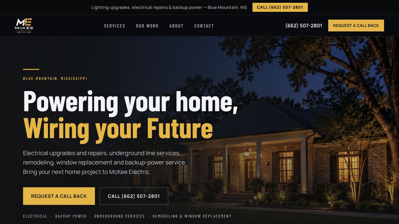 McKee Electric website homepage